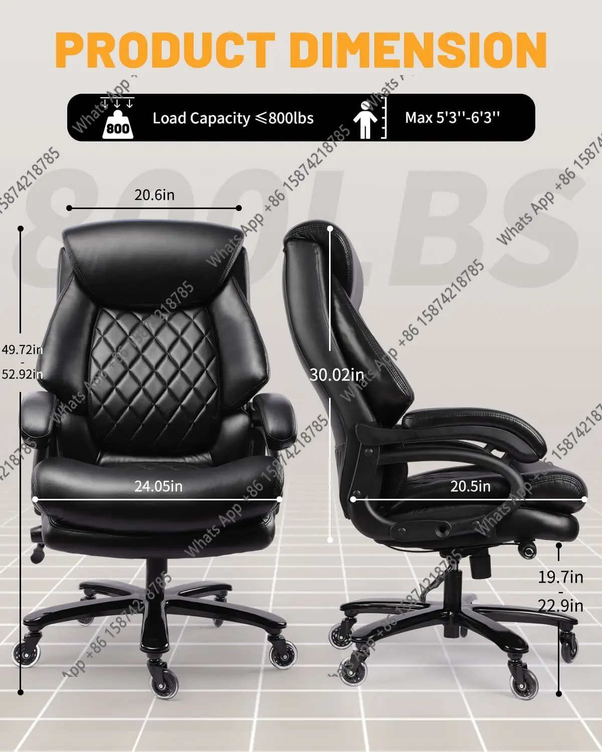 

Офисное кресло AZ 800lbs для крупных и высоких людей, компьютерное кресло для людей с большим весом, кресло руководителя с регулируемой поясничной опорой