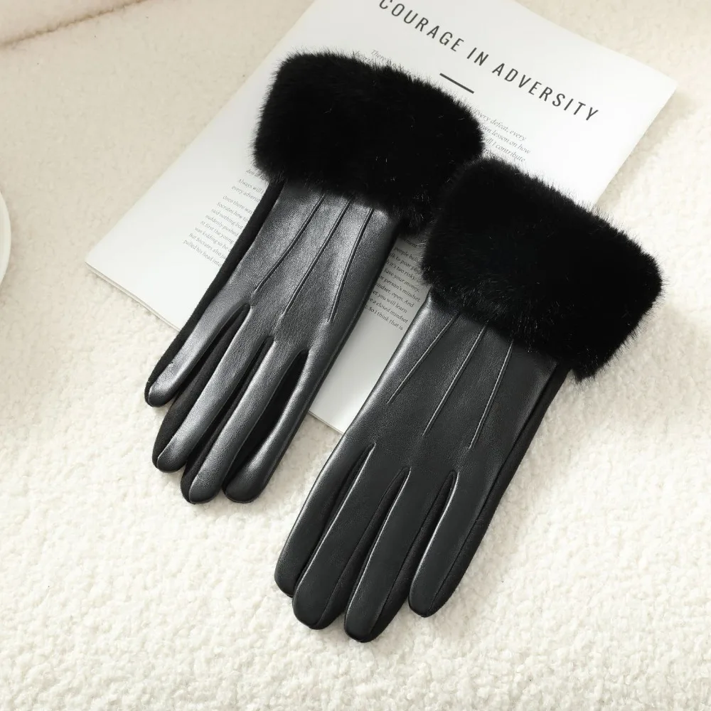 Touchable Screen Winter Gloves Warm Full Finger Driving Mittens Imitation Mink Fur Waterproof Windproof Cold Proof Gloves Unisex