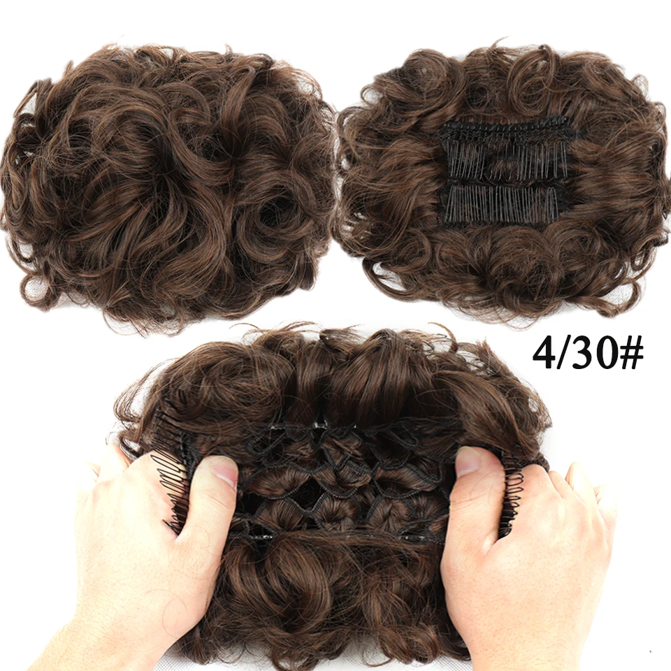 Pães de cabelo das mulheres Sintético Curly Chignon Ombre Garra Cabelo Bagunçado Bolos Updo Garra Clipe Em Hairpiece Para As Mulheres