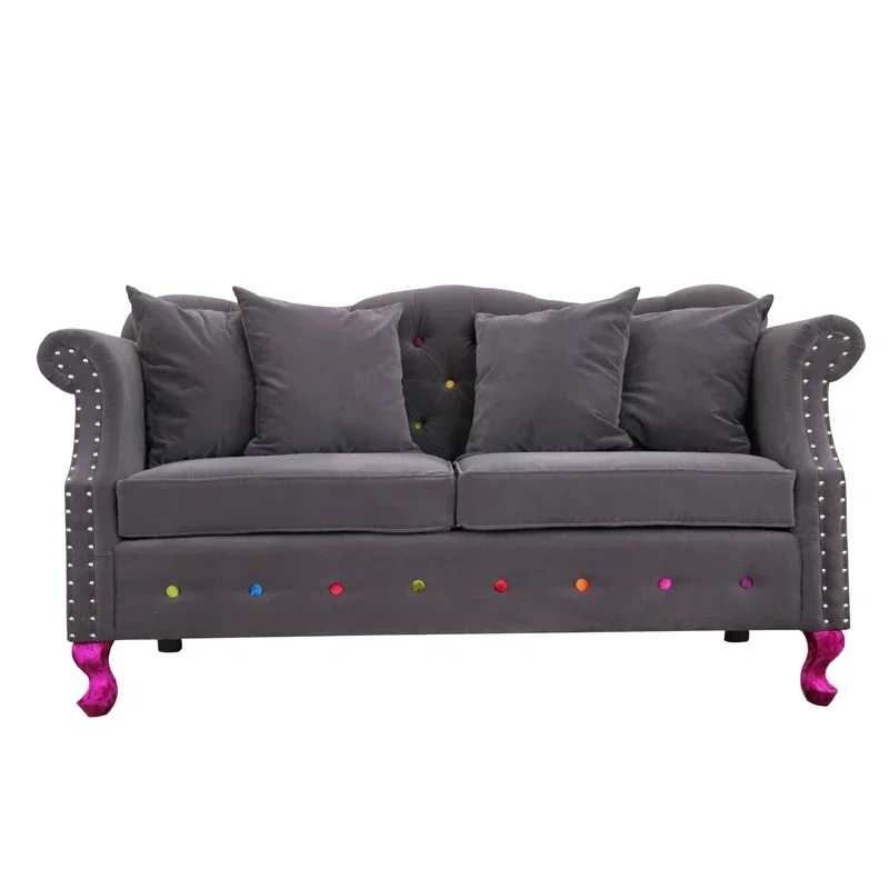 European simple Internet celebrity fabric living room three-person bed and breakfast model room gray sofa