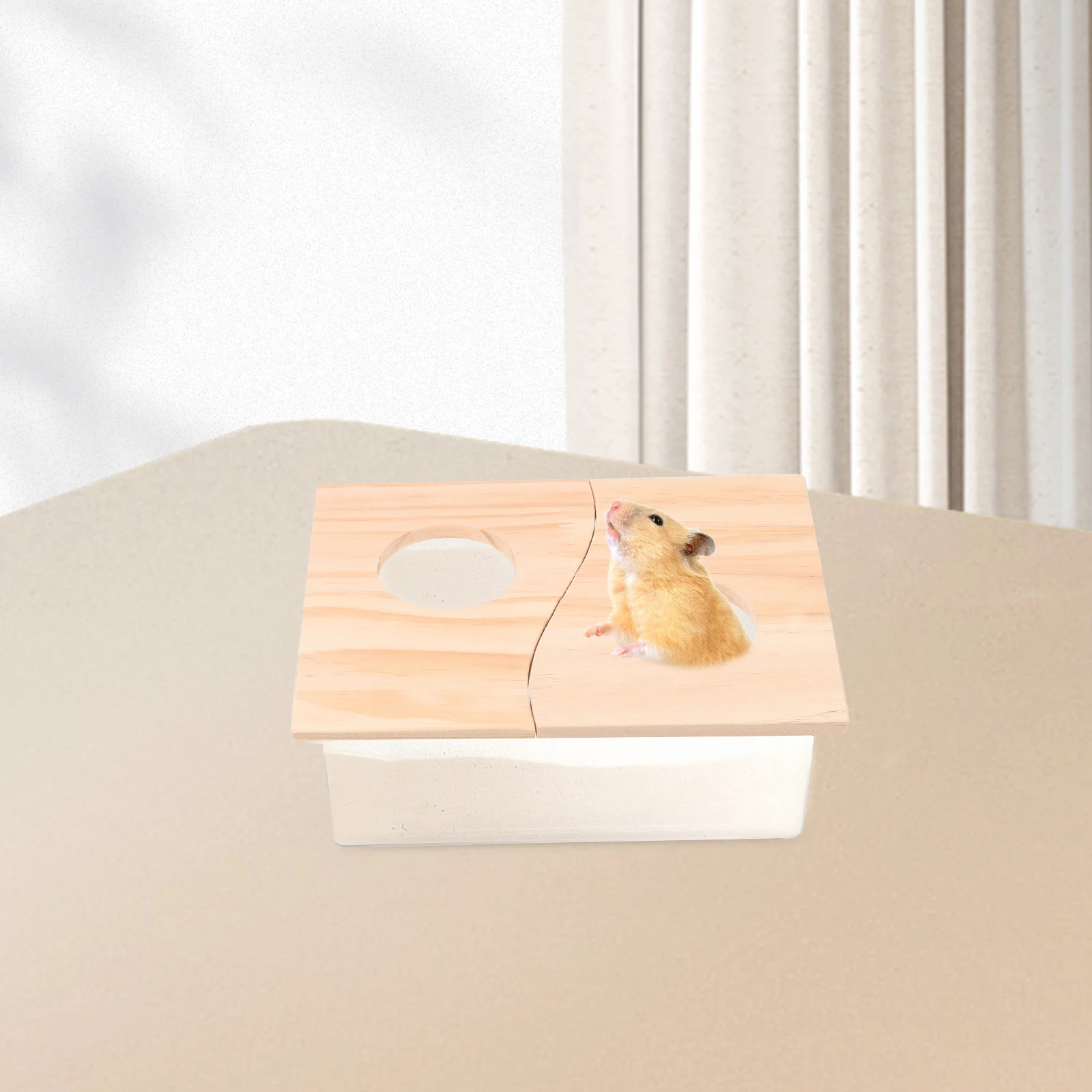 

Hamster Sand Bath Container Acrylic Toilet Lid Multi Functional Small Pet Sand Bath Basin Hamster Bathroom Accessory