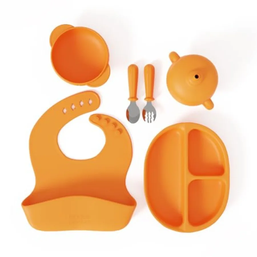

Dinnerware set by Muqee Peeko for Infant Feeding BLW Supplies and Toddler Dishes 6 Pcs Set