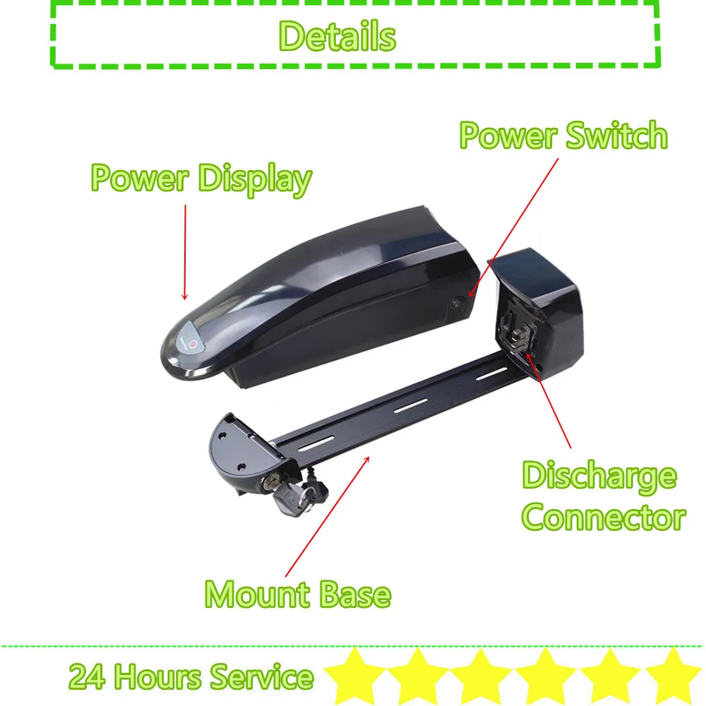 Side Open Triangle Shape Ebike Battery 36V 13Ah 15Ah 17Ah 17.5Ah 48V 10Ah 12Ah 14Ah 250w 350w 500w 750w 1000w E-bike Battery