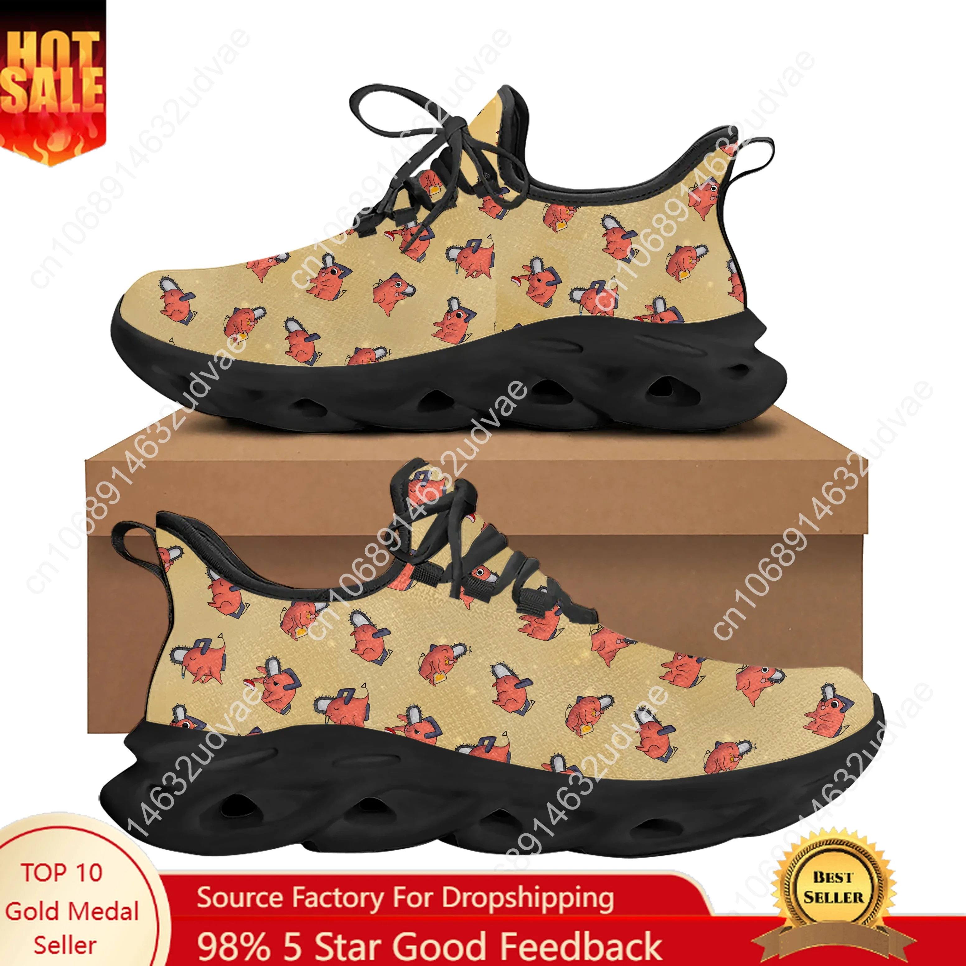 

C-Chainsaw Man Flats Sneakers Mens Womens Teenager Sports Running Shoes High Quality Cowboy Custom Lace Up Mesh Footwear