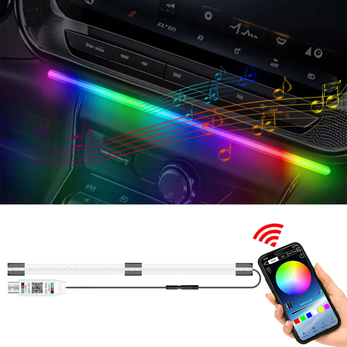 

Автомобильные светодиодные окружающие освещение RGB Неоновые внутренние полосы света Задние фонари для мотоциклов USB с дистанционным управлением Приложение Домашняя декоративная лампа