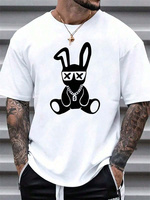 2024 New Cartoon Rabbit Print Men's T-shirt Summer Daily Casual Men's Short-sleeved Top Urban Street Men's Fashion T-shirt