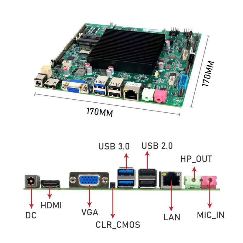 Fanless Embedded Mini ITX Motherboard with Onboard Intel Gemini Lake J4125 J4105 N4000 CPU DDR4 Single Channel Desktop Mainboard