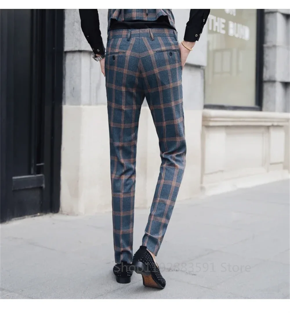 Coat Vest Pants 2024 Men\'s Fashion Boutique Stripes Wedding Suit Three Pieces Set Male Business Casual Blazers Jacket Trousers