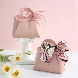 10 pcs Distribute leather gift bags pink gift wedding souvenir bag for guest with mini bag with tape box of candy packaging party decoration party decoration 8 Main Sales Caixa Gift - №6