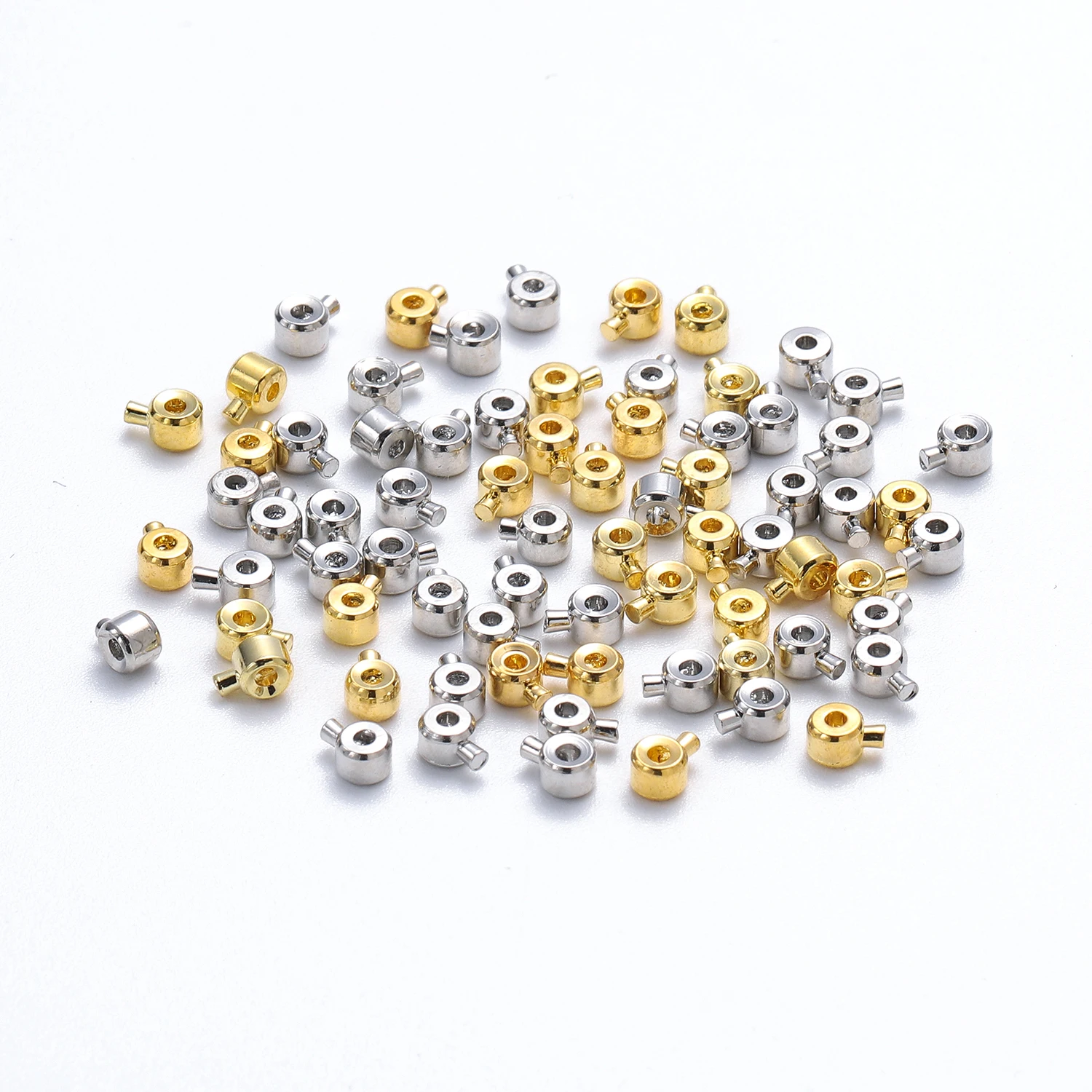10 Stück Edelstahl Positionierung Stopper Abstandshalter Crimp End Septum Perlen für Schmuckherstellung DIY Halskette Armband Verbinder