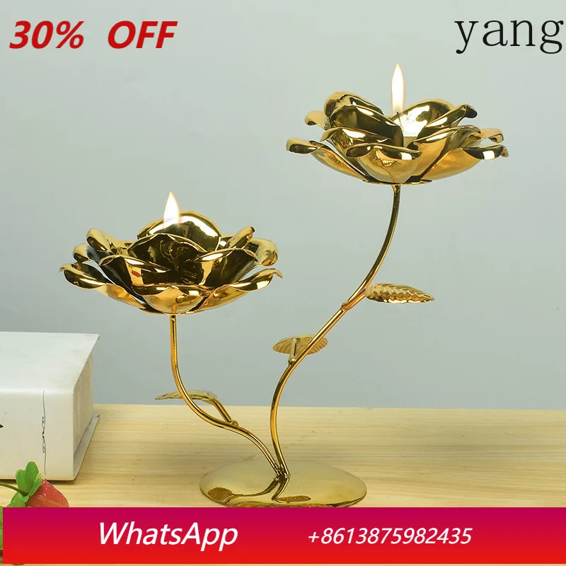 

LH ceramic electroplated flower candle holder creative home desktop wrought iron decorative ornament