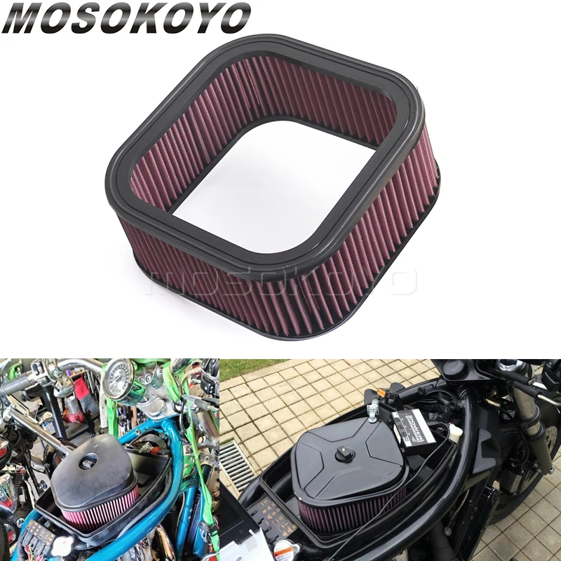 Rectangular Motorcycle High Flow Air Cleaner Filter Element System 02-13 For Harley Night Rod VRSCD V-Rod VRSCF VRSCA Street Rod