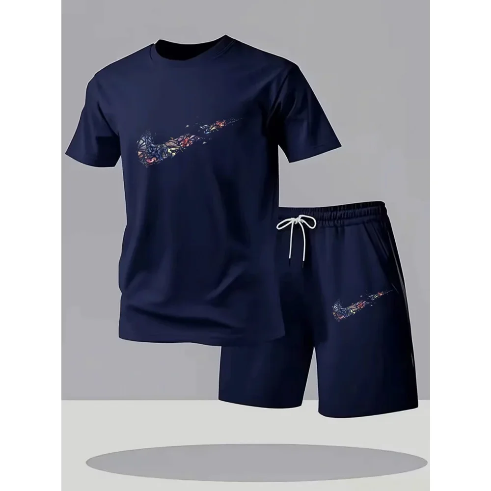 Summer Daily Casual Fashion Sportswear Male Home Outdoor Comfort Outfits 2026 Hot Sale Men's Set O-neck T-shirt & Sports Shorts
