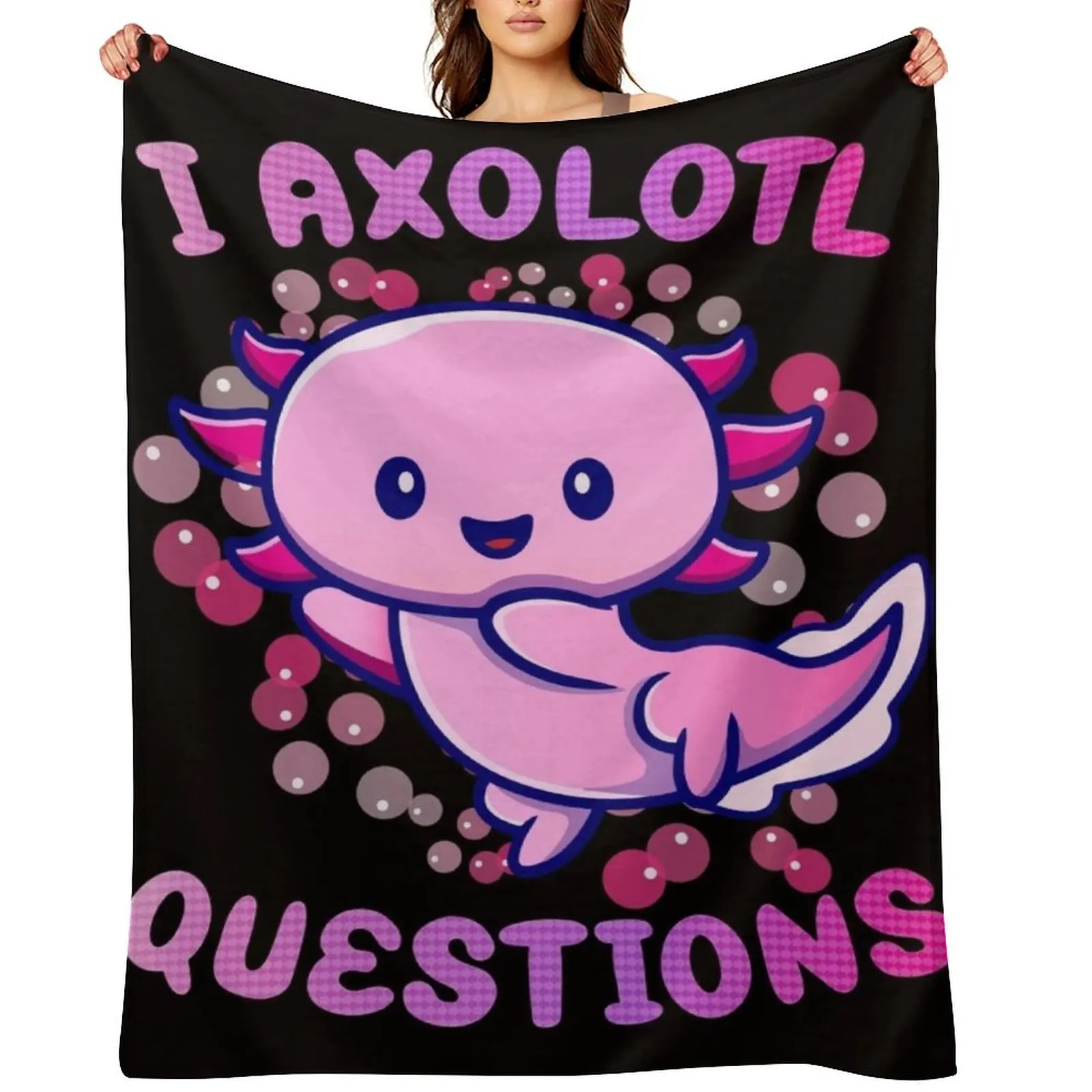 

i axolotl questions Throw Blanket for sofa Flannel Quilt Sofa Throw Blankets