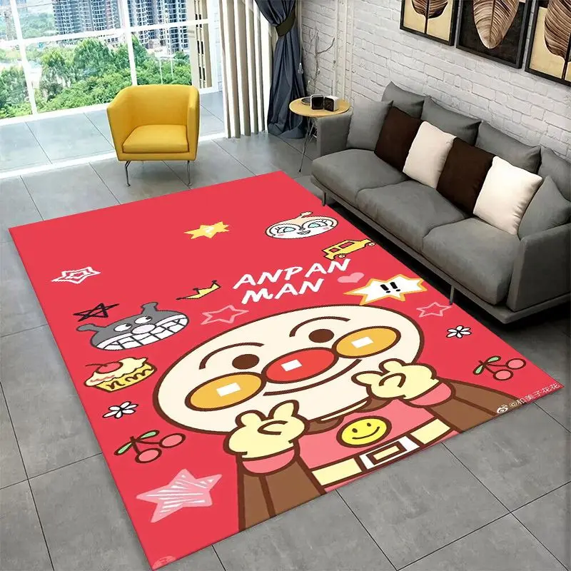 Retro Brave Anpanman Cartoon Carpet Rug for Playroom Bedroom Living Room Sofa Home Decor,Game Area Rug Non-slip Floor Mat Fest