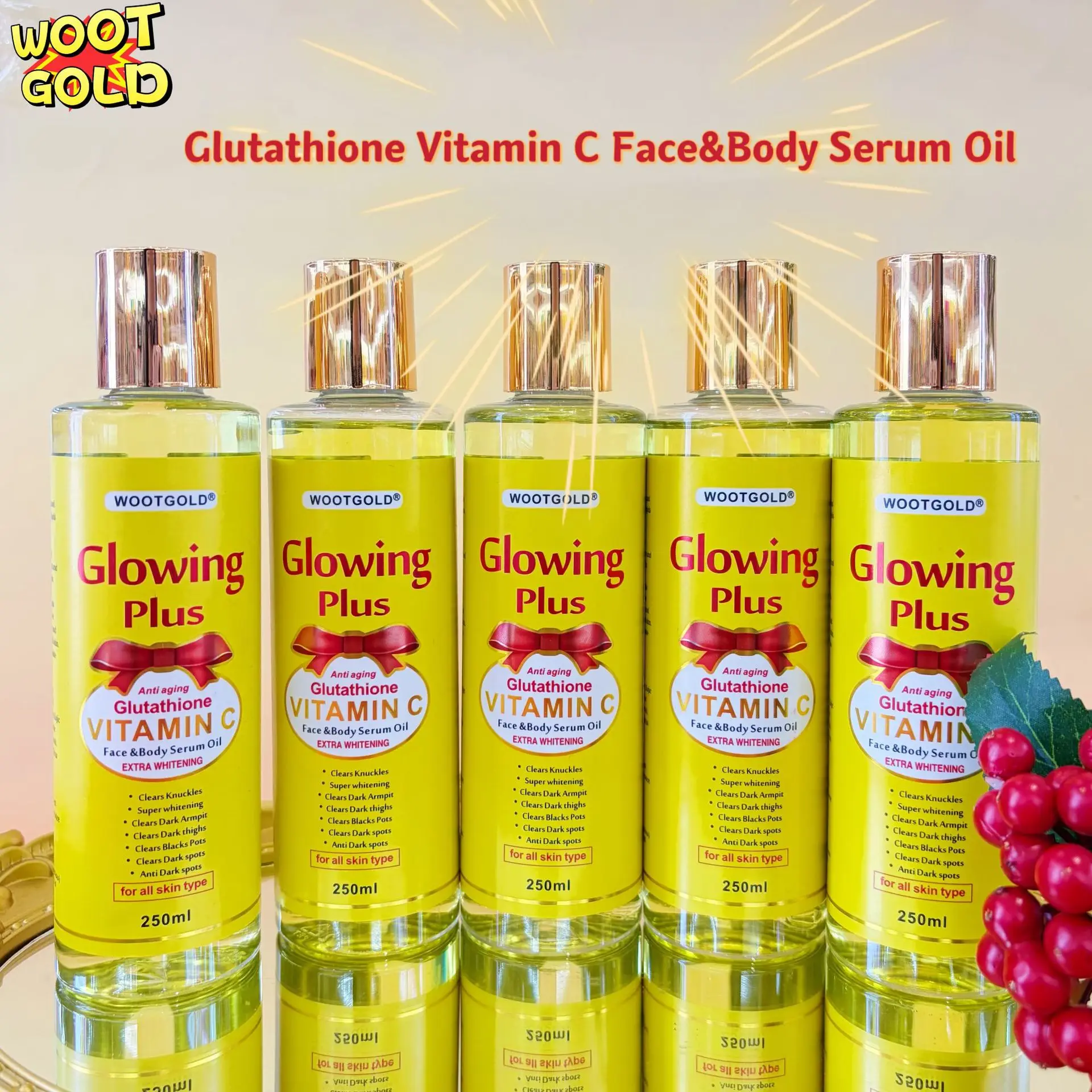 Glutathione & VC 7 Days Double Whole Body Whitening Nourishing Hydrating Massage Essential Oil 250ml