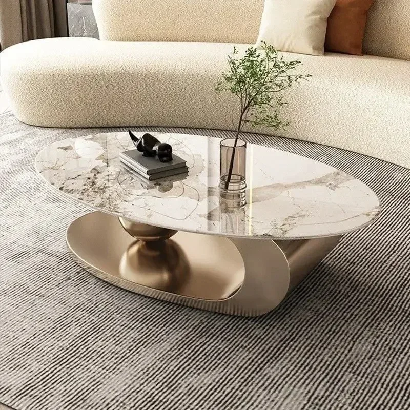 

Modern Slate Desktop Metal Coffee Tables Minimalist Designer Home Living Room Furniture Italian Oval Table Luxury Tea Table t