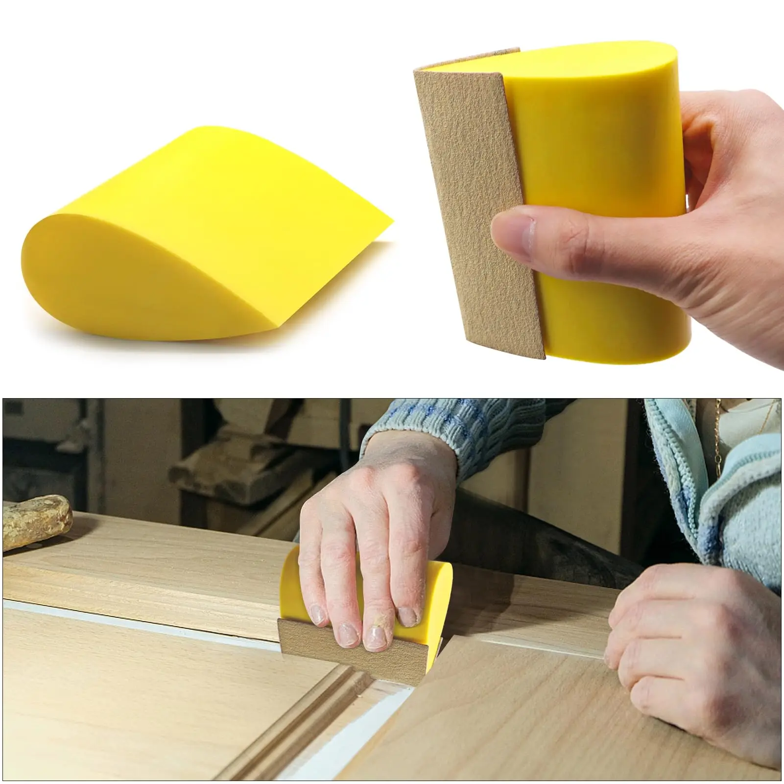 9Pcs Contoured Profile Hand Sanding Block Interchangeable Sander Pad with 45 Sheet Sandpaper Set for Auto Body Woodworking