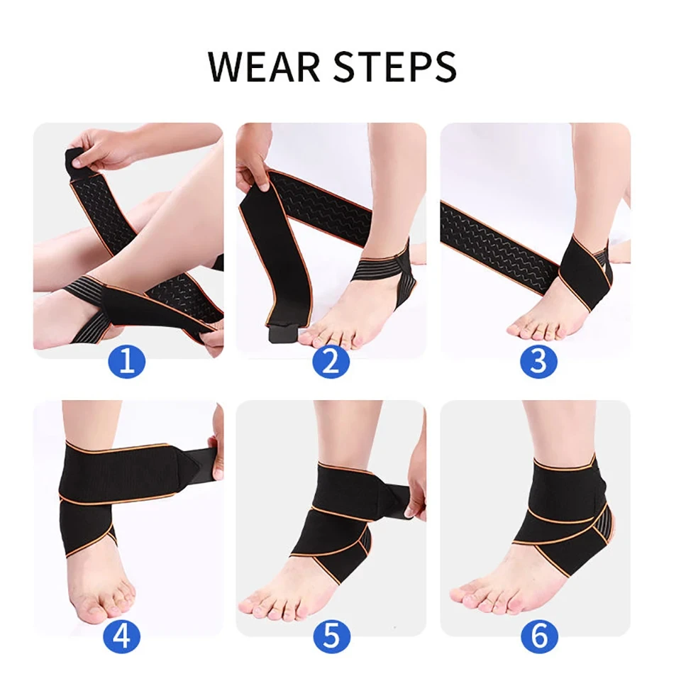 1PCS Professional Sports Ankle Strain Wraps Bandages Elastic Weave Ankle Support Brace Protector For Fitness Running Basketball