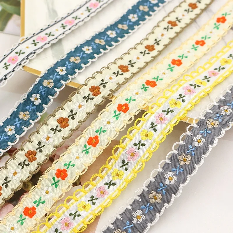 1 Yards Flower Jacquard Ribbon Woven Webbing Tape Ethnic Trim Embroidered Lace DIY Garment Curtain Accessories Farbic