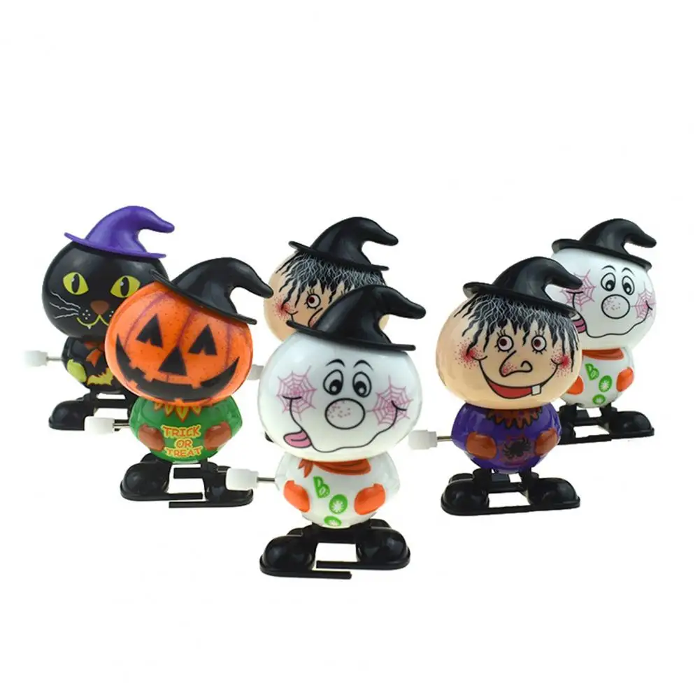 Brinquedo de corda de gato preto assustador halloween brinquedo de abóbora de corda para crianças dos desenhos animados bruxa boneco de neve gato preto andando brinquedos para meninos