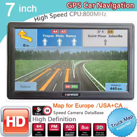 7 Inch HD GPS Portable Navigation 2026 Maps for Europe Russia Car TRUCK CAMPING Caravan Navigator Sat Nav Free Updates T70B