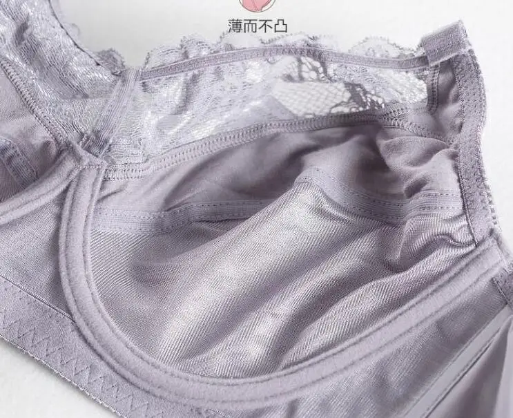 Transparent Womens Large Size Bra Full Coverage Non Padded Underwire Female Ultra-thin Lace Lingerie 36 38 40 42 C D E F G H