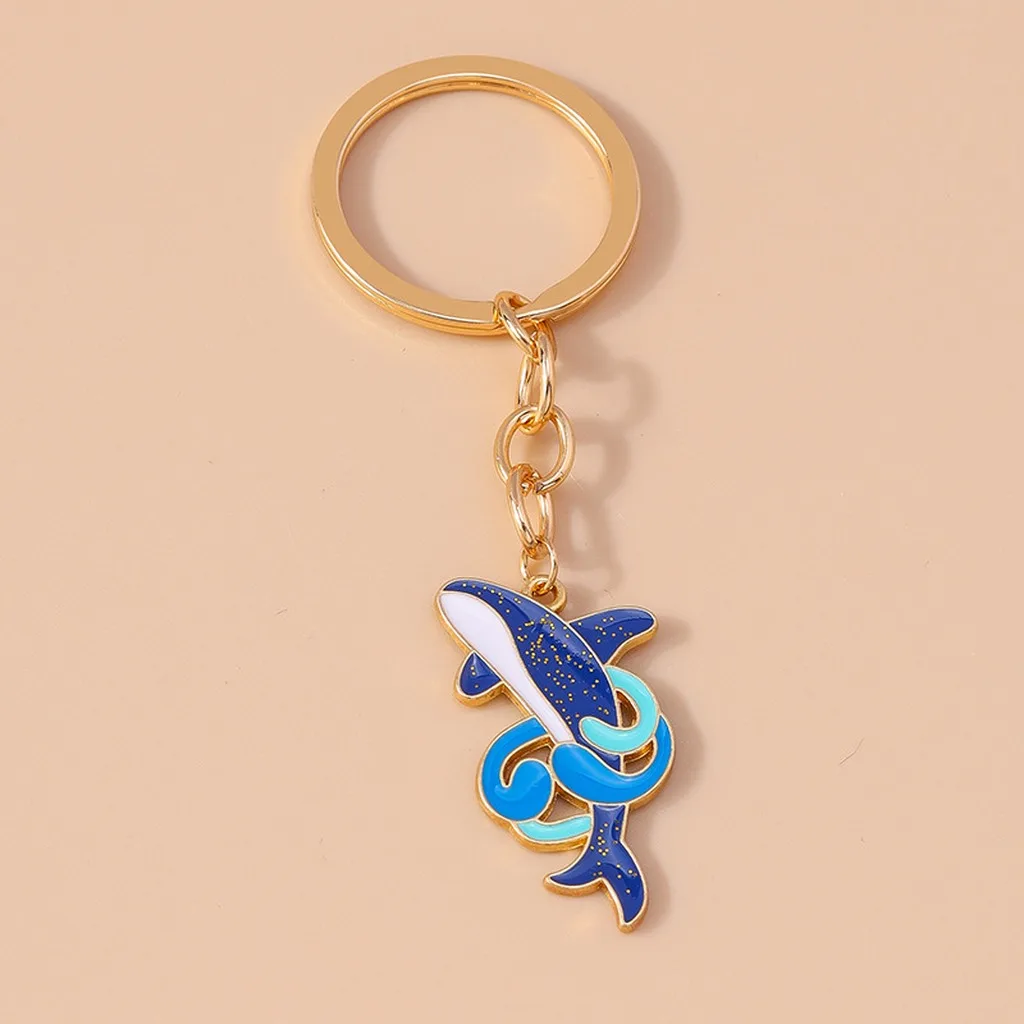 Marine Animal Keychain Lightweight Cartoon Metal Keychain Ocean Theme Charm Cute Cute Metal Keychain For Valentine'S Day Bag