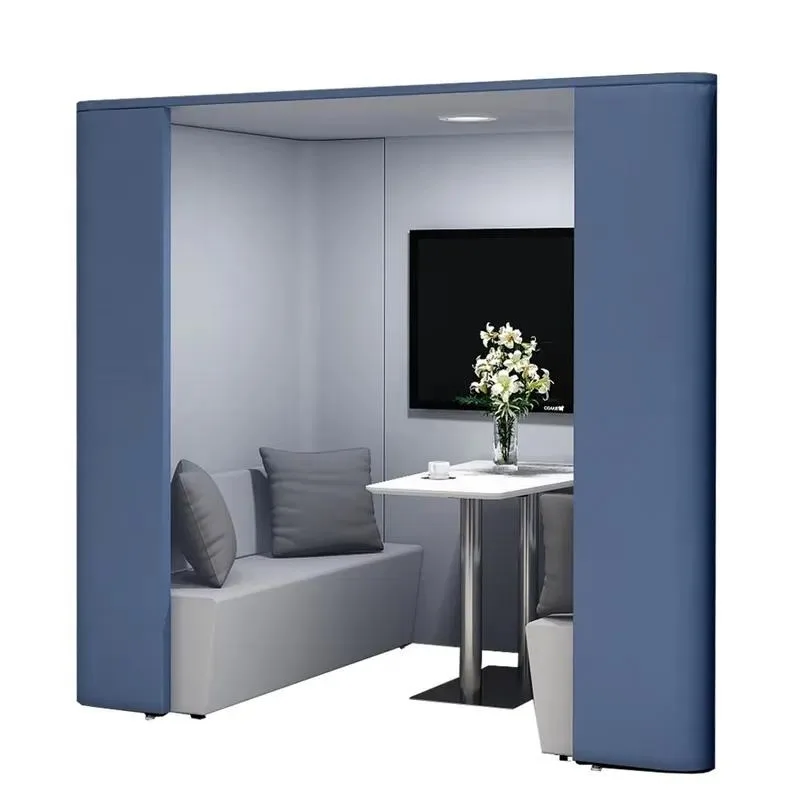 Office Pod Seat Acoustic Leather Sofa Set with Metal Frame for Home/Office - Large Public Separate Space Conference Sofa