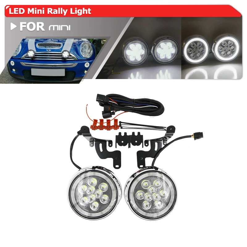 Chrome Mini Rally Lights DRL Halo Led Front Bumper Rally Light For Mini Cooper R50 R52 R53 2001-2006 Car-Styling