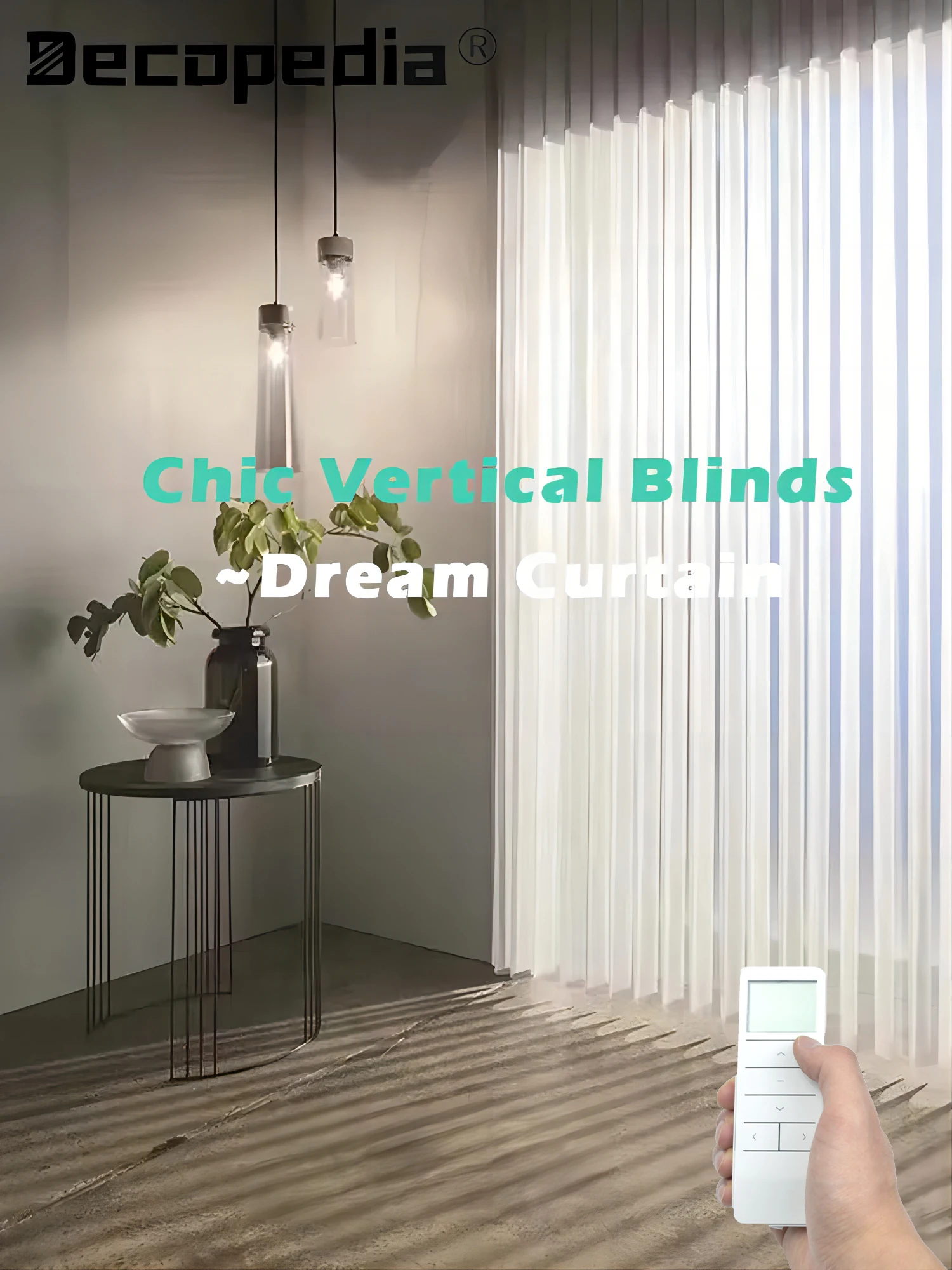 Decopedia Dream Curtain Vertical Blinds Sheer Fabric Motorized Vertical Blinds for Sliding Doors French Windows Living Room