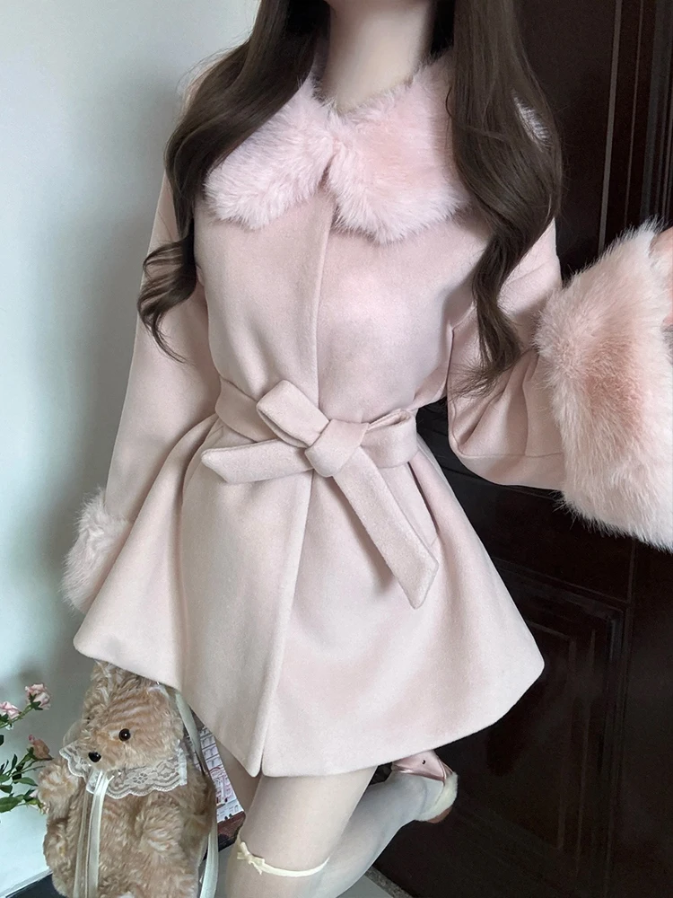 

Elegant Thickened Cotton Belted Coat for Rich Young Women Autumn Winter Style High Quality Ladies Fashion Outerwear