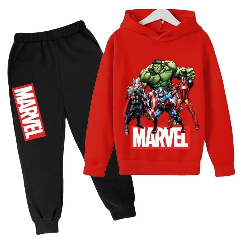 Boy Marvel- Hulk Super Heros Hooded Pants Suit Hoodies Kids Tracksuits  Girl Spring Autumn Winter Sweatshirt Clothes SetChildren