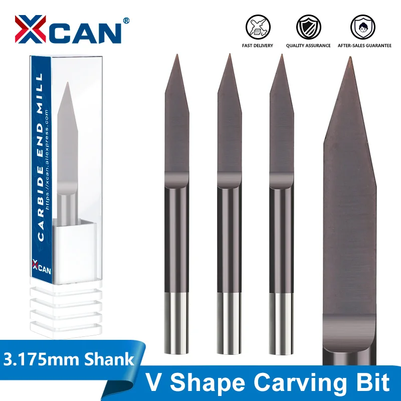 

XCAN Engraving Bit 3.175mm Shank V Shape Carving Bit PCB 3D Milling Cutter 30 Degrees Tip 0.1-0.2mm End Mill CNC Milling Tool