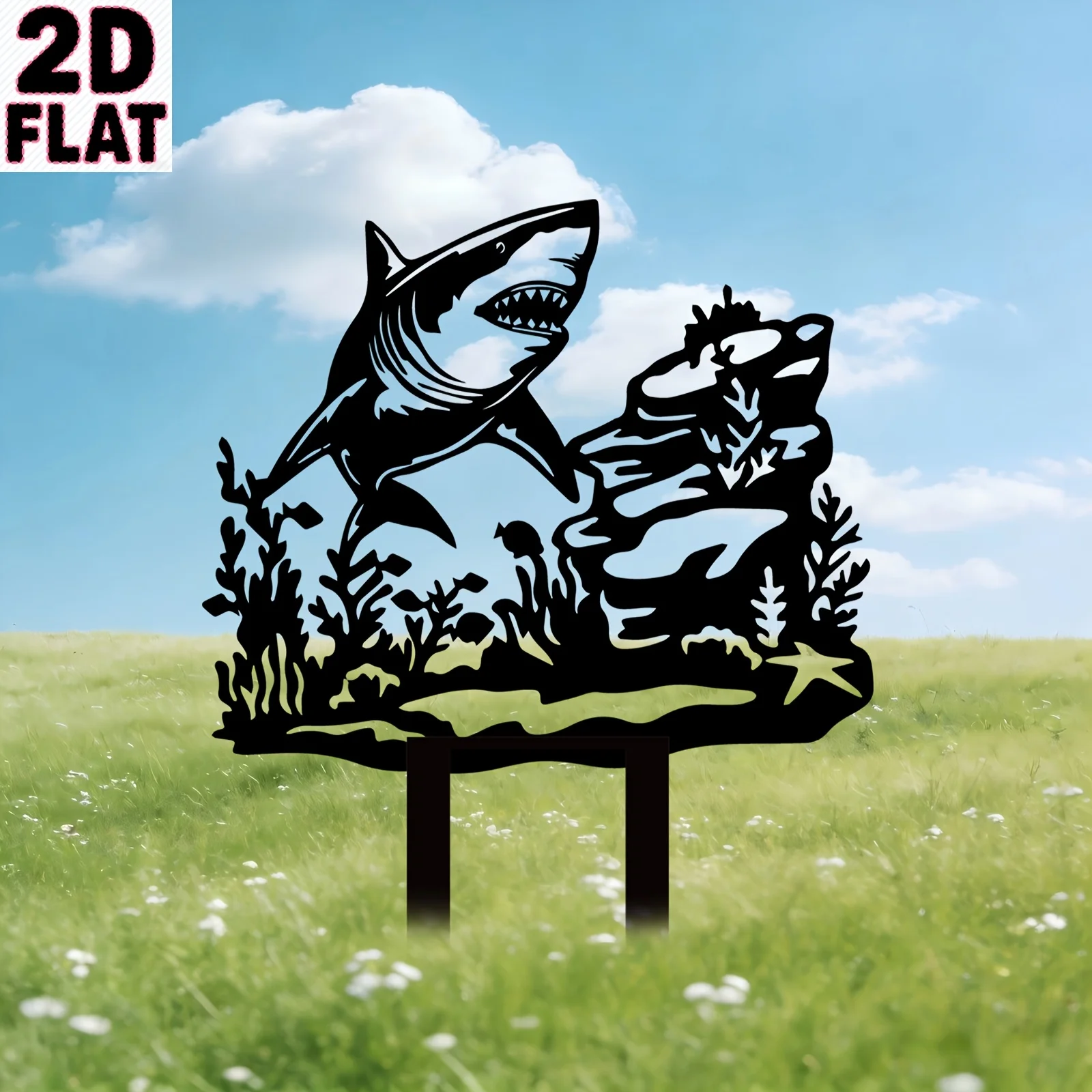 CIFBUY Shark Coral Metal Wall Art Waterproof Durable Iron Craft Decor For Entryway Patio Garden Home Interior Gift