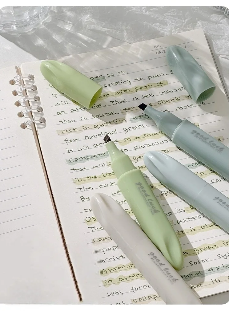 4-teiliges Morandi Color Dream Pastell Textmarker-Set mit weicher Spitze, schräger Marker-Liner zum Zeichnen und Malen A3033 – Detail 6
