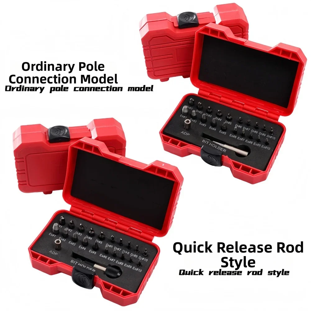 22pc Red Box Screw Extractor Kit With Quick Release Rod For Stripped Bolt Easy Out Bolt Stud Stripped Screw Remover Tool