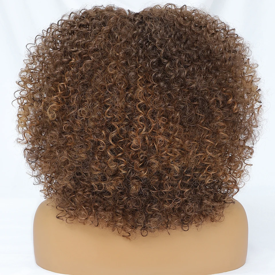 Synthetic Afro Short Kinky Curly Lace Wig For Black Women 14 Inch T Part Lace Front Wigs With Baby Hair Highlight Halloween Wigs - Image 5