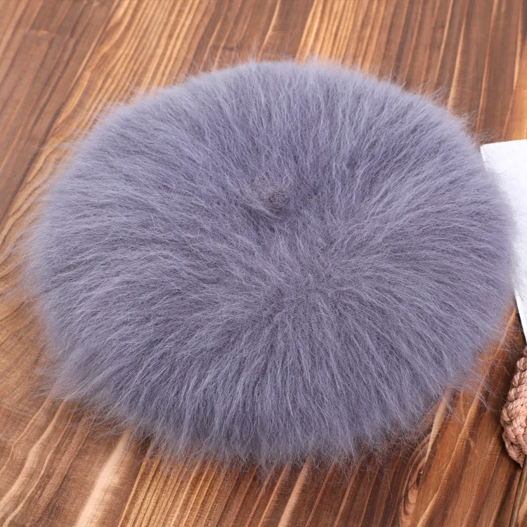 Genuine Mink Fur Fluffy Beret Hat Women Multiple Colors Soft Plush Light Warm Elegant Winter Gift Headwear