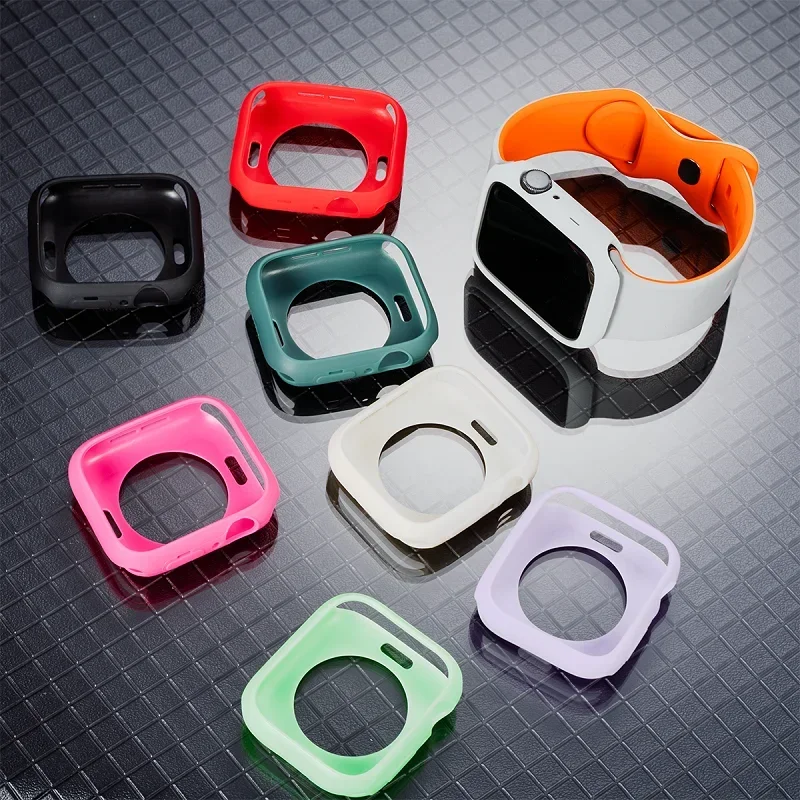 Case+Strap for Apple Watch Ultra 2 49mm 46mm 45mm 44mm 42mm 40 41mm Silicone Band TPU Soft Case Iwatch Series 10 9 8 7 6 SE 5 4