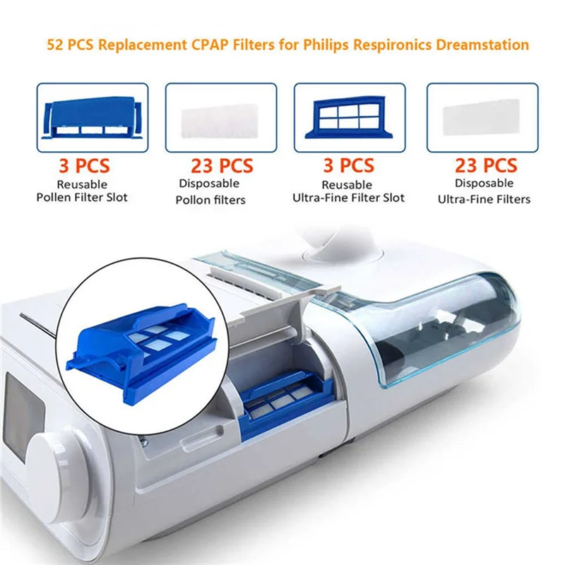 A55F-52PCS مرشحات CPAP مرشح نظيف لمرشحات Respironics Dreamstation استبدال القطن تصفية النوم الشخير