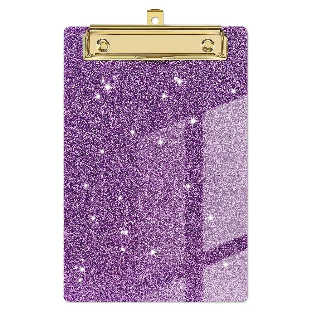 Student Supplies Acrylic Clipboards Durable Pink Glitter Mental Clip Office Clipboard Colored Writing Clip Board Classrooms