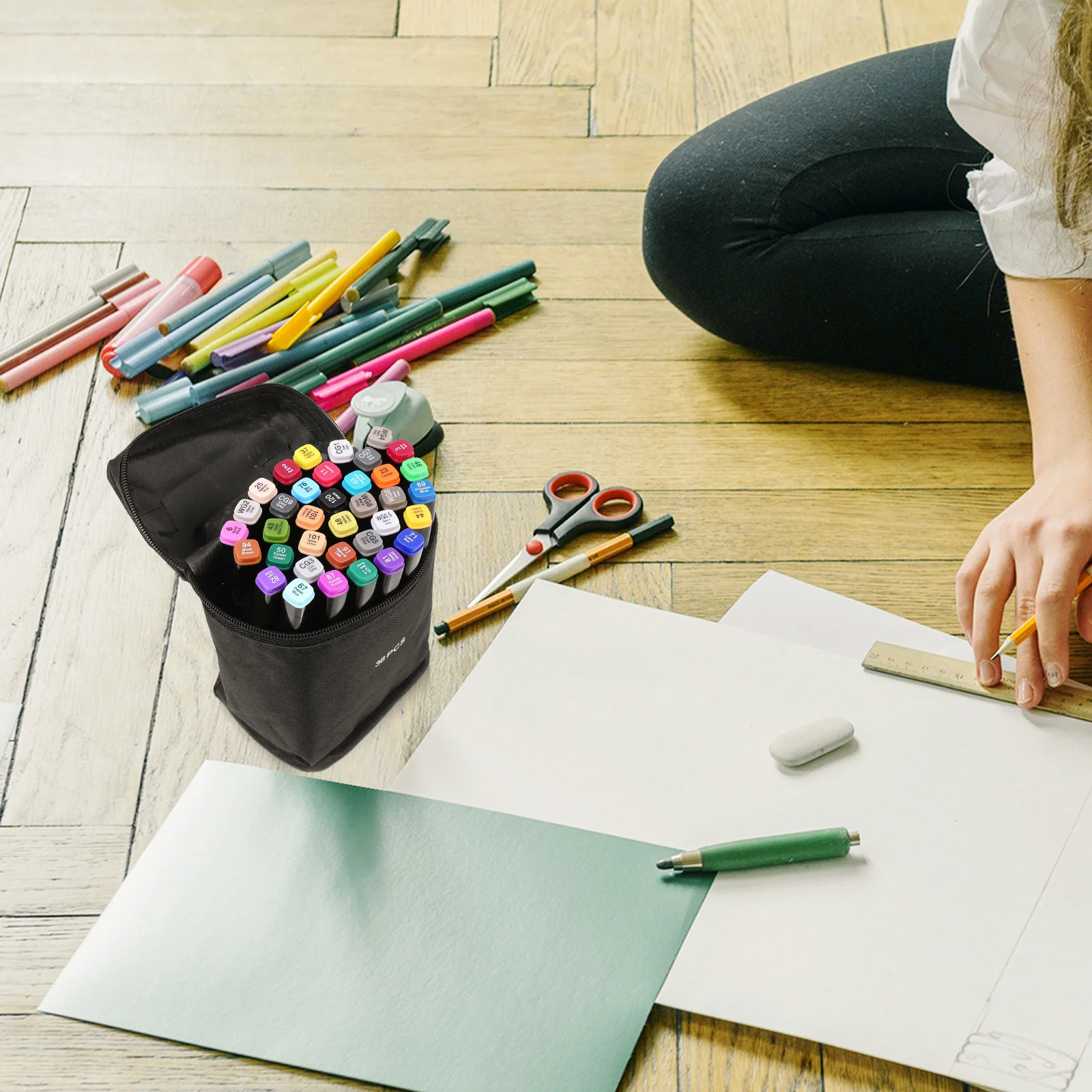 

1Set Art Marker Set Double-Ended Pens for Painting Accurate Edging Comfortable Grip Fashionable and Practical Creative Tools