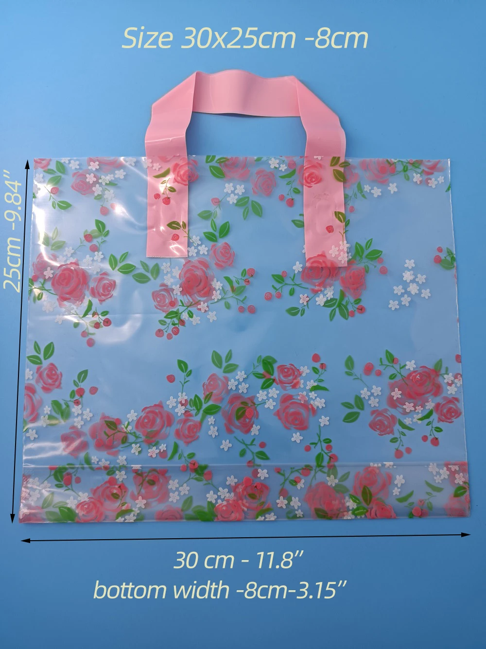 

Transparent roses pattern clothing carrier bag Gift package bag shoes Plastic handbag shopping bag poly shopping mall Tote bag