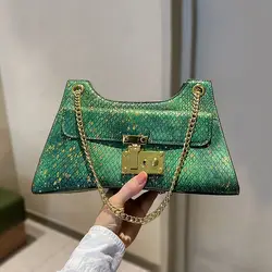 Luxury Designer Brand Сумка Женская New High Quality Leather Chain Underarm 가방 Snake Print Shoulder Bag for Women Bolsa Hot Sale