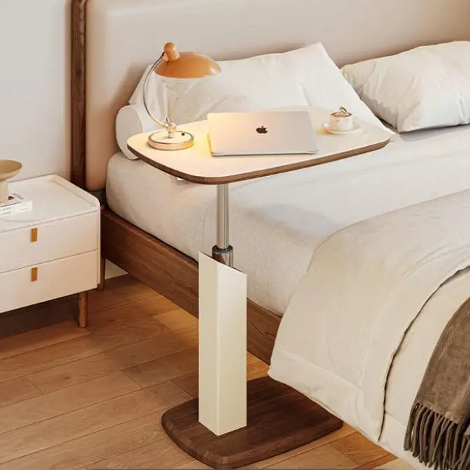 Movable Bedside Table Adjustable Height Sofa Side Table Antique Laptop Computer Desk Rolling Coffee Table Storage Rack