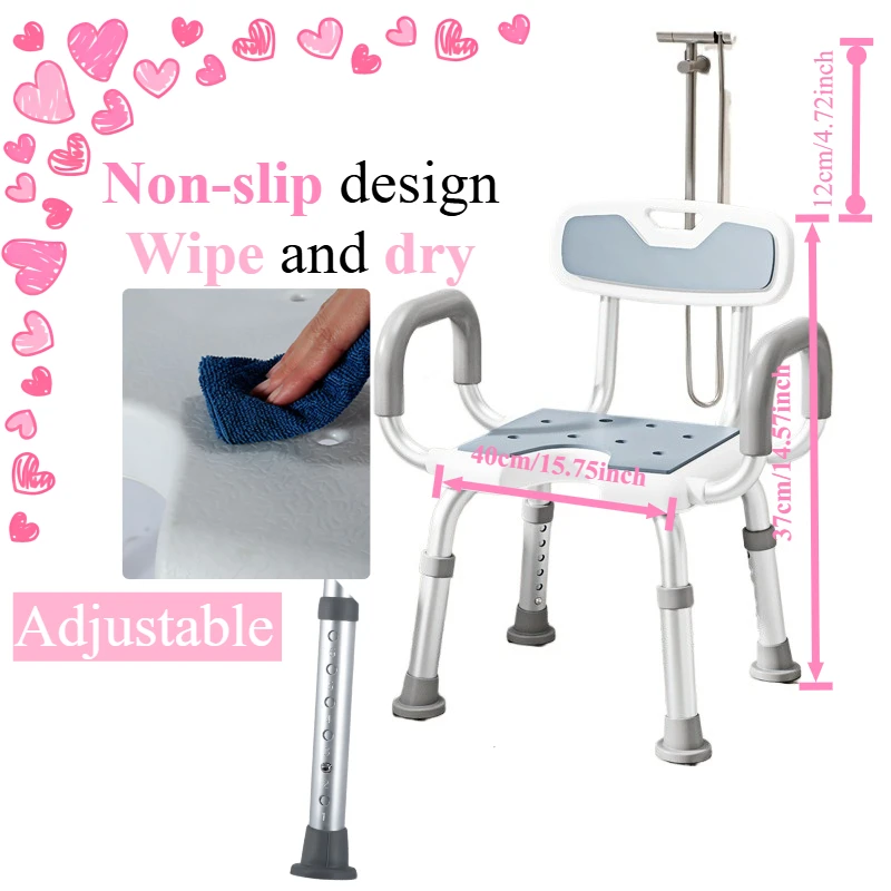 Anti-Slip Foldable Shower Seat - Bathroom Stool for Elderly Patients  Pregnant Women Space-Saving Design Mobility Bathing Aids