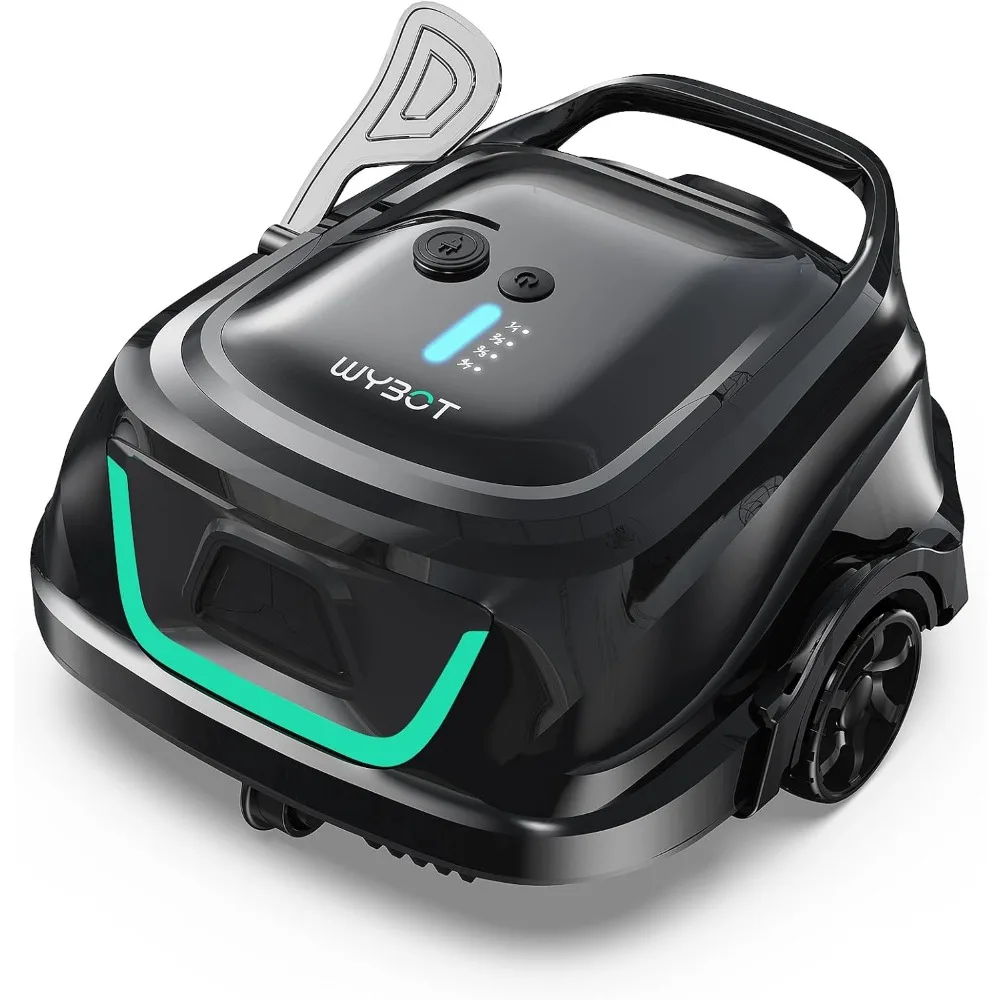 Cordless Robotic Pool Cleaner, Automatic Pool Vacuum with 120 Mins, Double Filters, LED Indicator, 2.5h Charging, Ideal for Abo