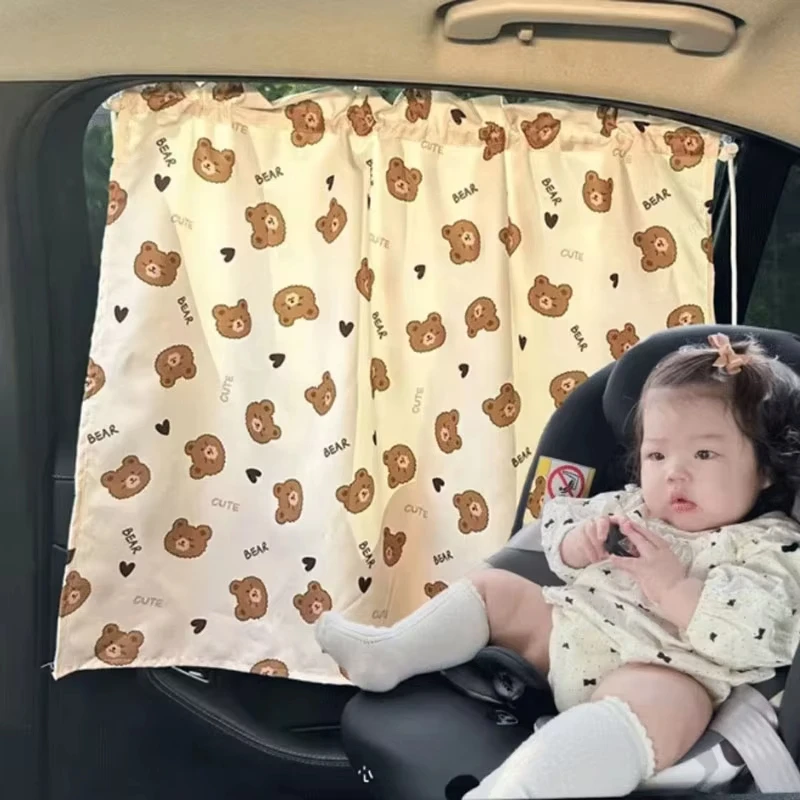 1pcs Car Window Shades For Baby Cartoon Pattern Suction Cup Curtain Universal Side Window Sunshade UV Protection Covers