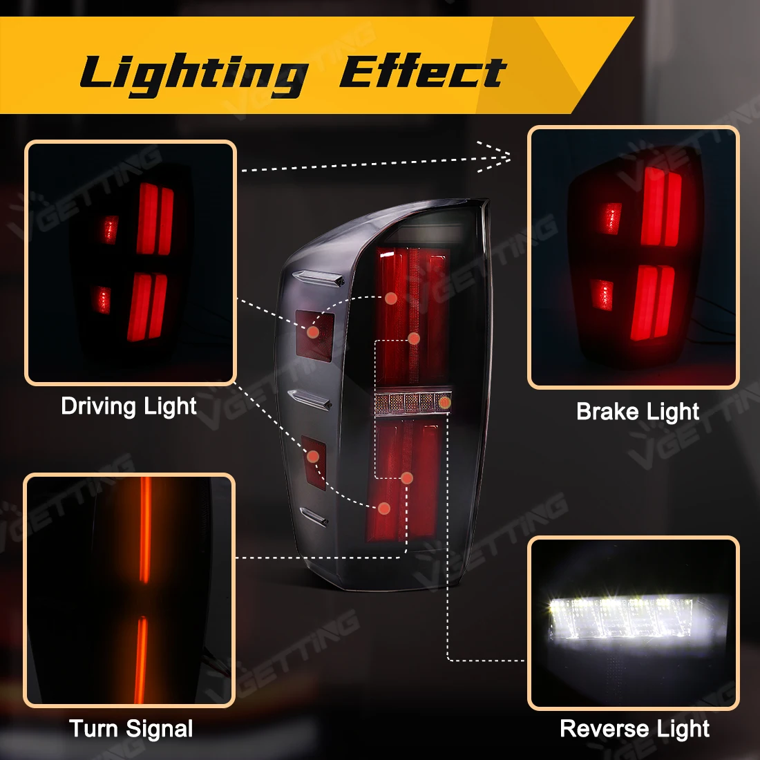 LED الضوء الخلفي الذيل مصابيح لتويوتا تاكوما 2016 2017 2018 2019 2020 2021 2022 2023 الخلفية الضباب مصباح بدوره إشارة عكس ضوء الفرامل #4